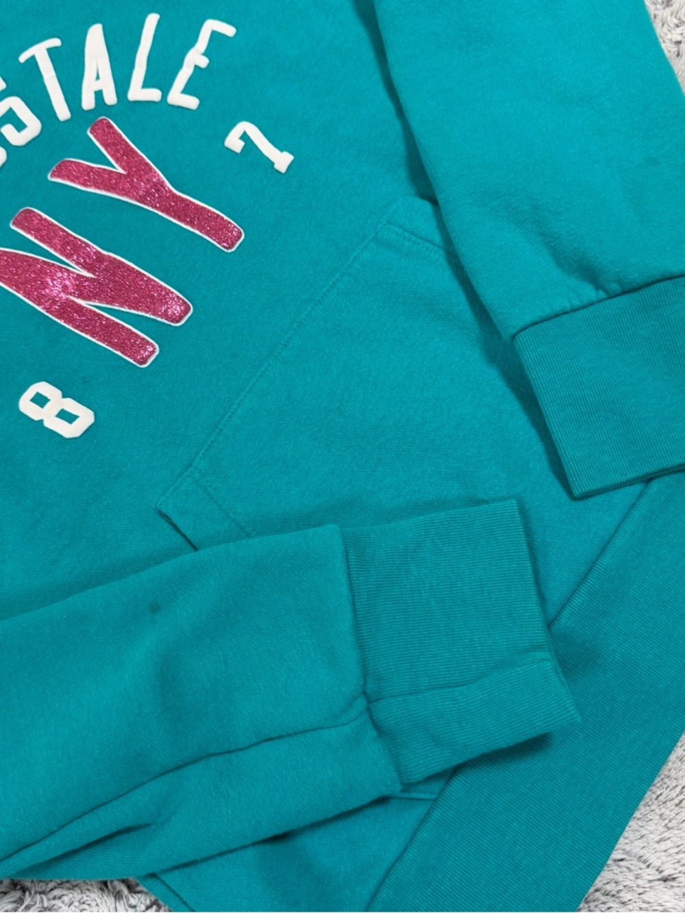 Aéropostale Graphic Long Sleeve Pullover Sweatshirt Hoodie Teal‎ Pink Logo Y2K - Picture 3 of 9